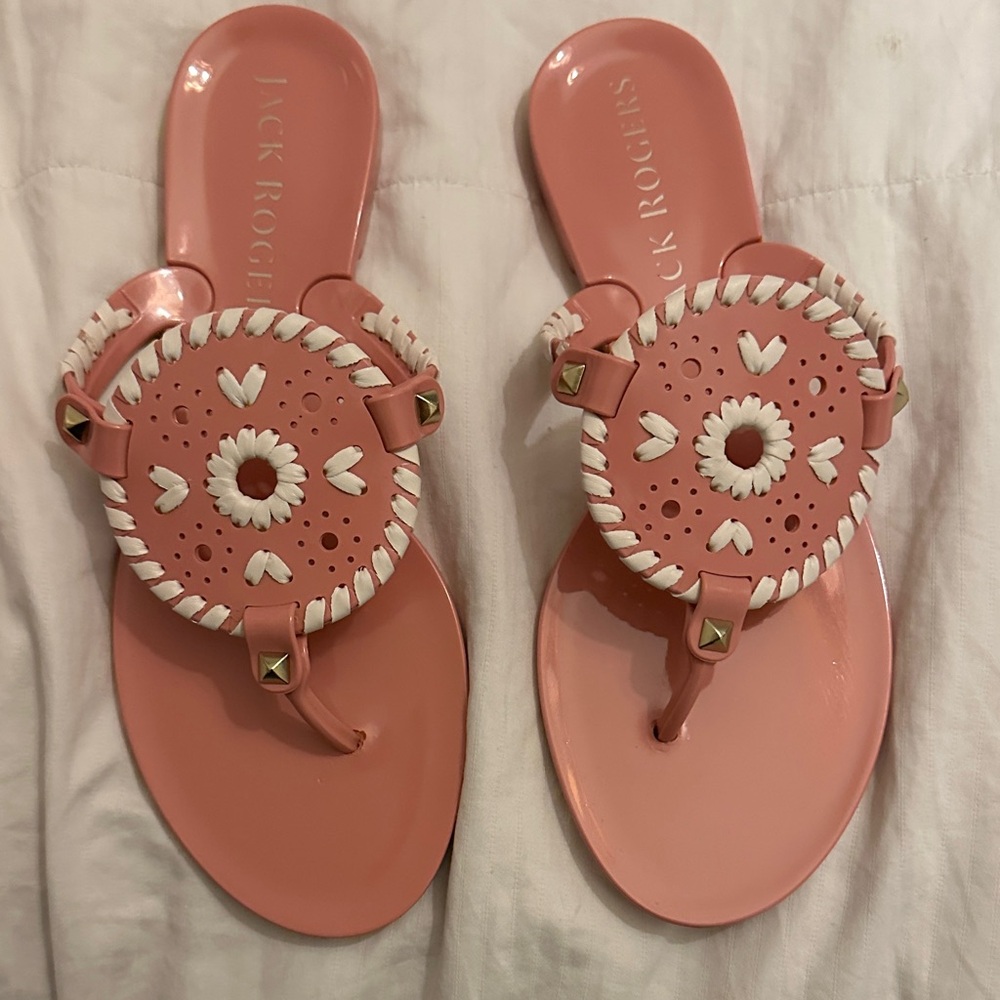 Jack Rogers Coral and White Sandals